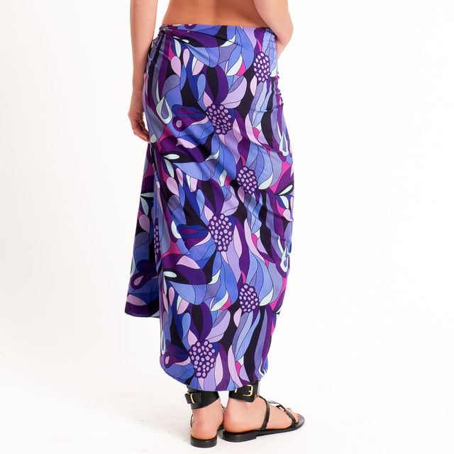 Zeroassoluto-Gonna pareo fantasia optical - viola/acqua/lilla
