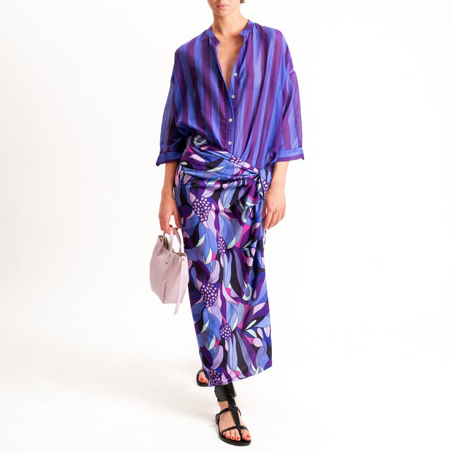 Zeroassoluto-Gonna pareo fantasia optical - viola/acqua/lilla