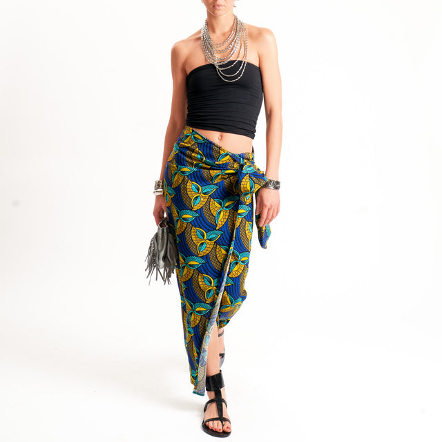 Zeroassoluto-Gonna fantasia - ankara royal/olio/turchese