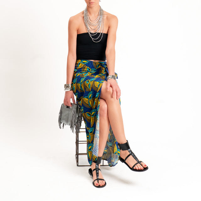 Zeroassoluto-Gonna fantasia - ankara royal/olio/turchese