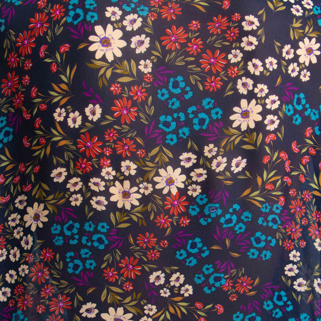 Zeroassoluto-Gonna LIMA georgette fantasia - fiori nero/azzurro/cherry