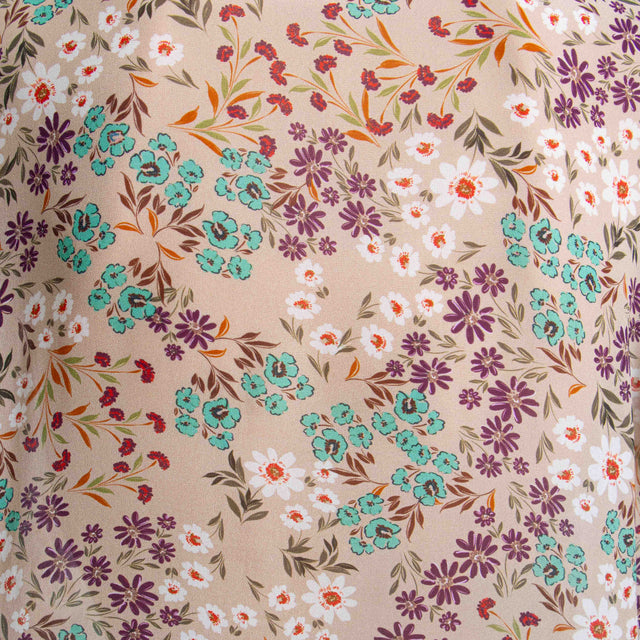 Zeroassoluto-Camicia CLAY Fantasia 100% viscosa - fiori beige/viola/acqua