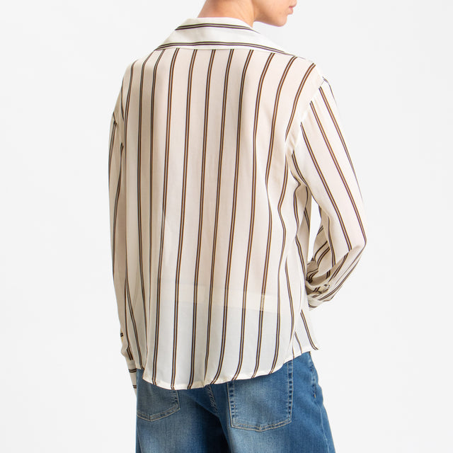 Zeroassoluto-Camicia CLAY Fantasia 100% viscosa - righe burro/moro