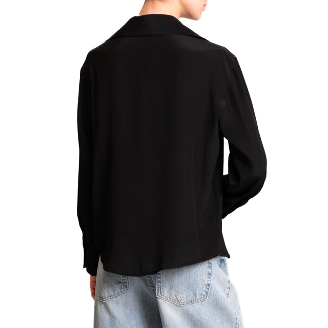 Zeroassoluto-Camicia CLEO MISTO SETA - nero