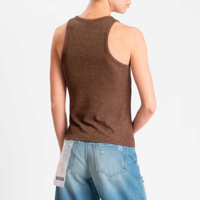 Zeroassoluto-Top costine in lurex - bronzo