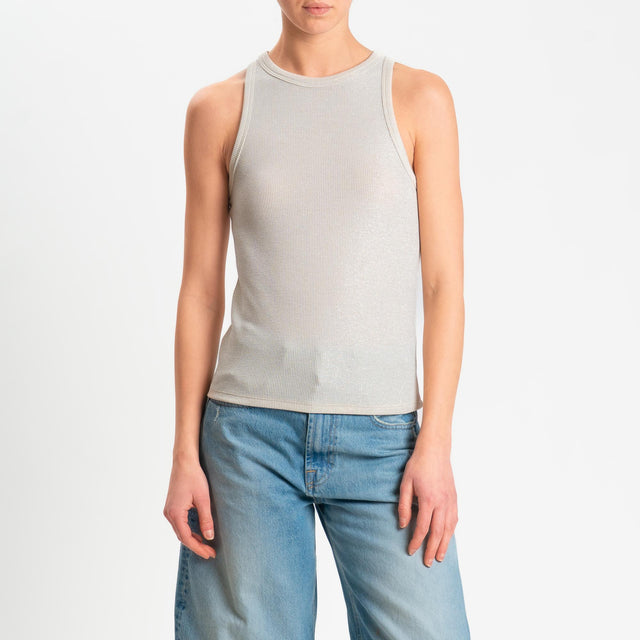Zeroassoluto-Top costine in lurex - platino