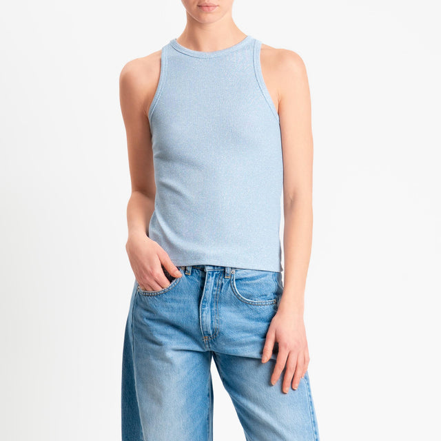 Zeroassoluto-Top costine in lurex - cielo