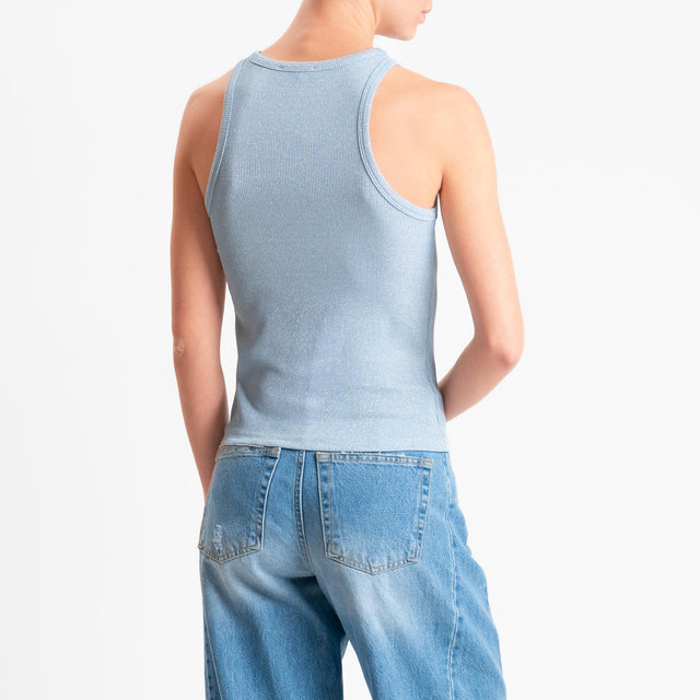 Zeroassoluto-Top costine in lurex - cielo