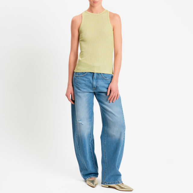 Zeroassoluto-Top costine in lurex - lime