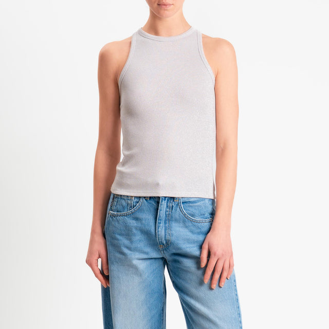 Zeroassoluto-Top costine in lurex - light pink