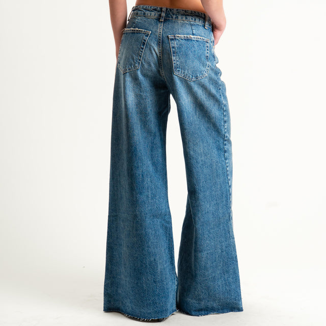 Zeroassoluto-Jeans CORA wide leg taglio vivo - denim