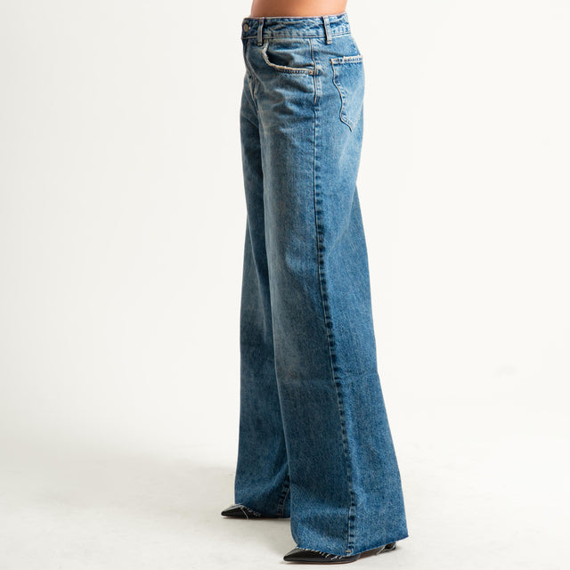 Zeroassoluto-Jeans CORA wide leg taglio vivo - denim