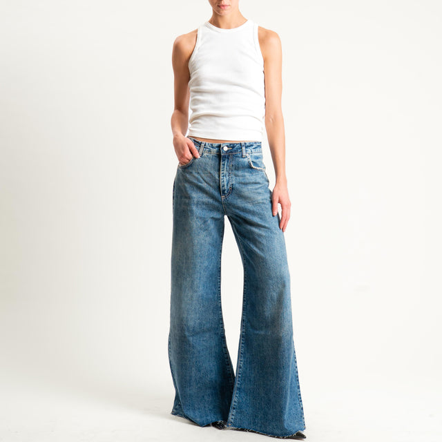 Zeroassoluto-Jeans CORA wide leg taglio vivo - denim