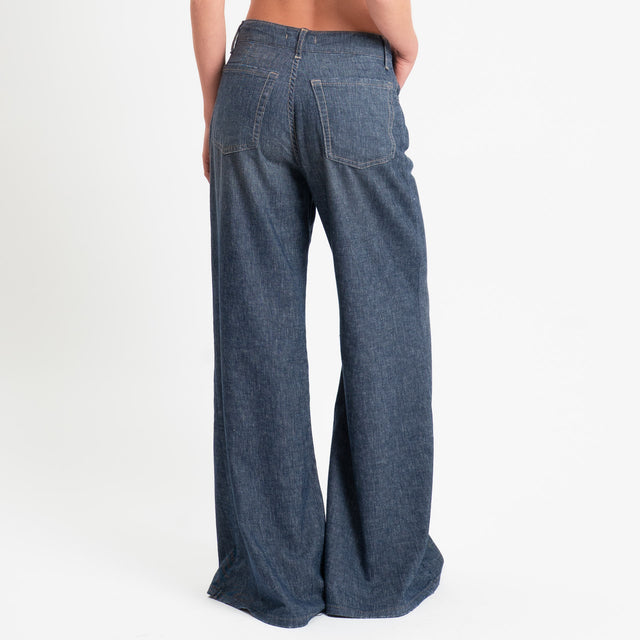 Zeroassoluto-Jeans CORINNE denim tela slegata cotone/lino elasticizzato - denim blu