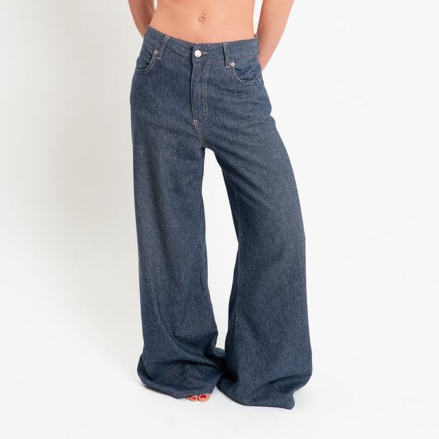 Zeroassoluto-Jeans CORINNE denim tela slegata cotone/lino elasticizzato - denim blu