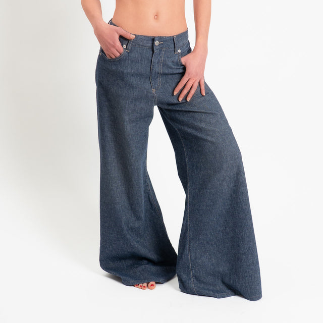 Zeroassoluto-Jeans CORINNE denim tela slegata cotone/lino elasticizzato - denim blu