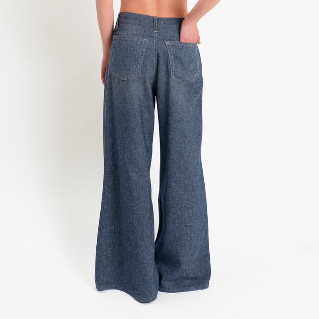 Zeroassoluto-Jeans CORINNE denim tela slegata cotone/lino elasticizzato - denim blu