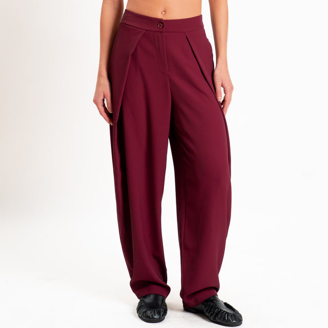 Zeroassoluto-Pantalone balloon con pieghe tessuto fluido - marsala