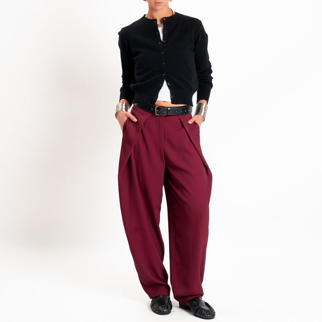 Zeroassoluto-Pantalone balloon con pieghe tessuto fluido - marsala