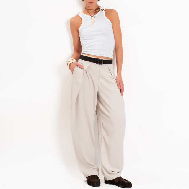 Zeroassoluto-Pantalone balloon con pieghe tessuto fluido - mastice