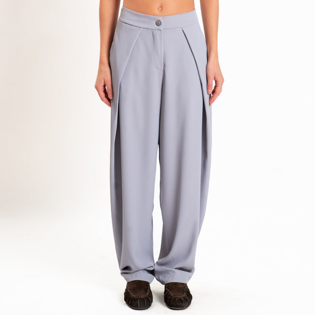 Zeroassoluto-Pantalone balloon con pieghe tessuto fluido - perla