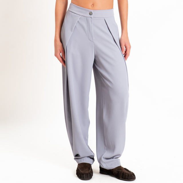 Zeroassoluto-Pantalone balloon con pieghe tessuto fluido - perla