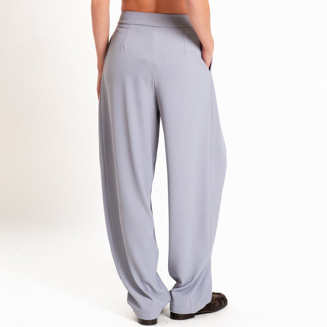 Zeroassoluto-Pantalone balloon con pieghe tessuto fluido - perla