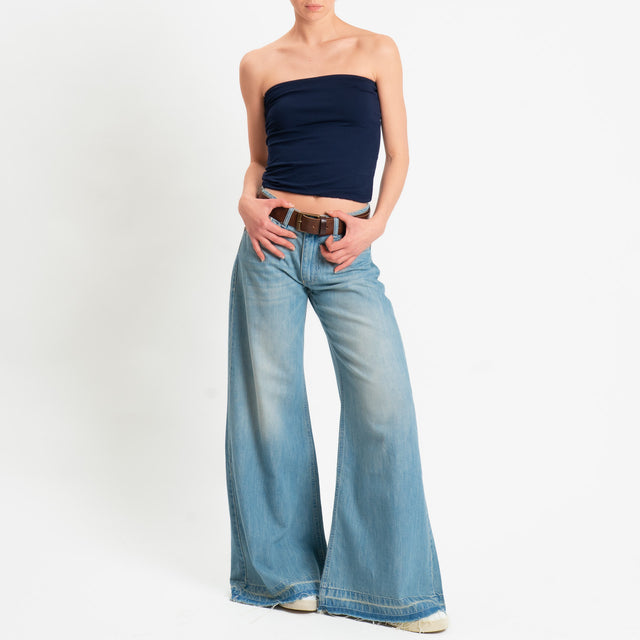 Zeroassoluto-Top a fascia jersey viscosa elasticizzata - blu