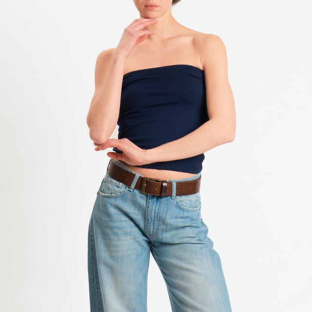 Zeroassoluto-Top a fascia jersey viscosa elasticizzata - blu