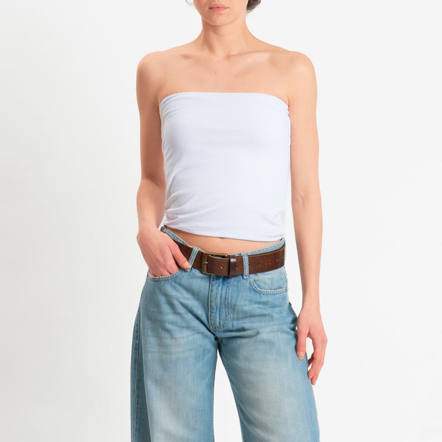 Zeroassoluto-Top a fascia jersey viscosa elasticizzata - bianco