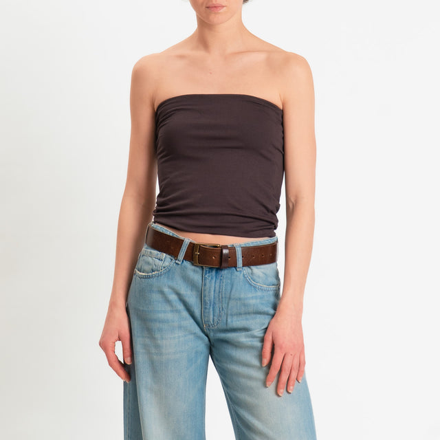 Zeroassoluto-Top a fascia jersey viscosa elasticizzata - moro