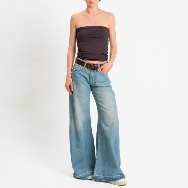 Zeroassoluto-Top a fascia jersey viscosa elasticizzata - moro