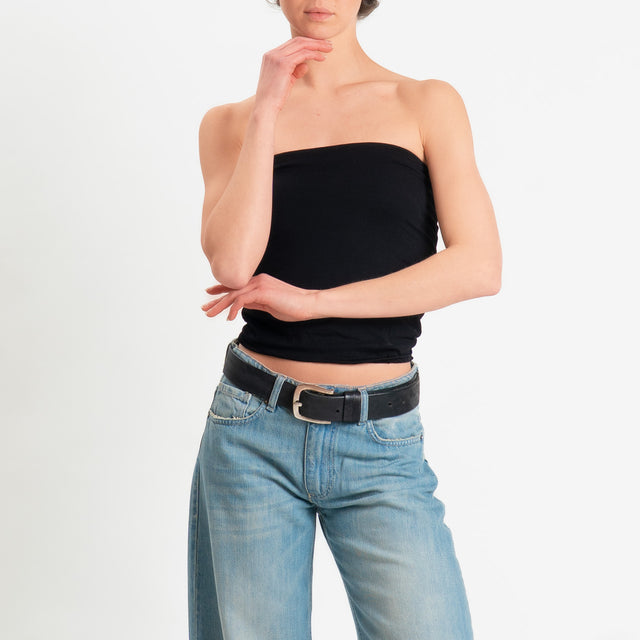 Zeroassoluto-Top a fascia jersey viscosa elasticizzata - nero