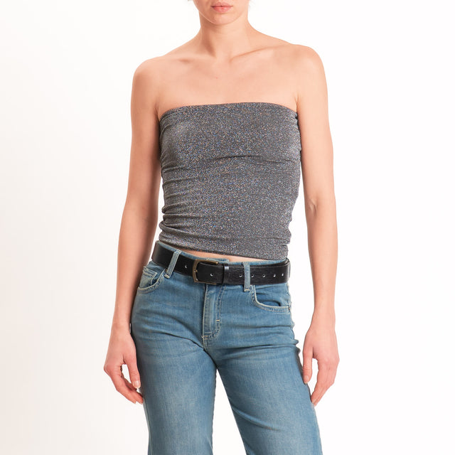 Zeroassoluto-Top a fascia lurex viscosa elasticizzato - lavagna