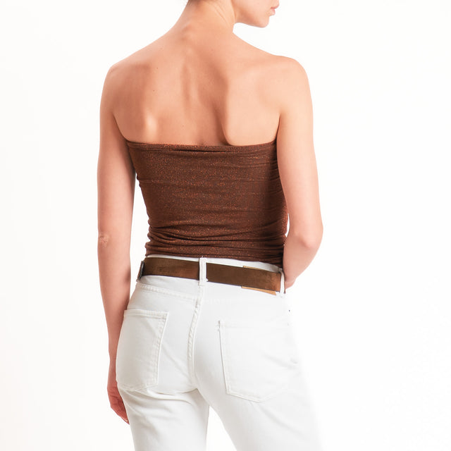 Zeroassoluto-Top a fascia lurex viscosa elasticizzato - rame