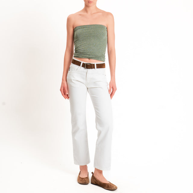 Zeroassoluto-Top a fascia lurex viscosa elasticizzato - militare