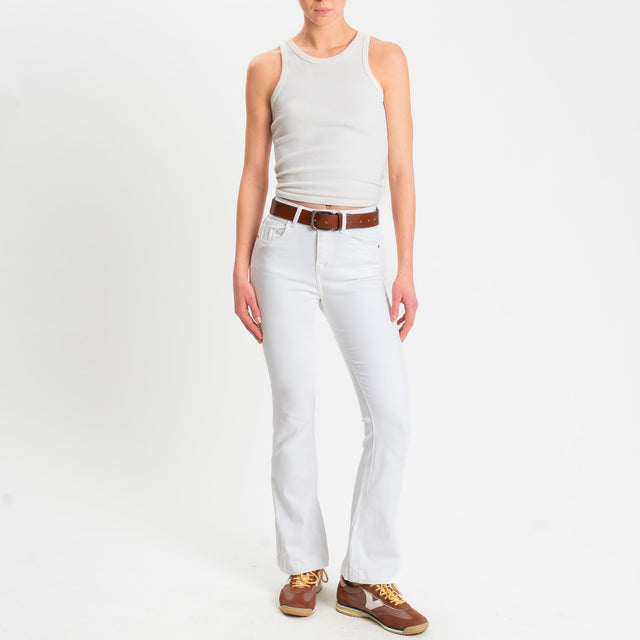 Zeroassoluto-Pantalone DOLLY bootcut denim super stretch stone washed - burro