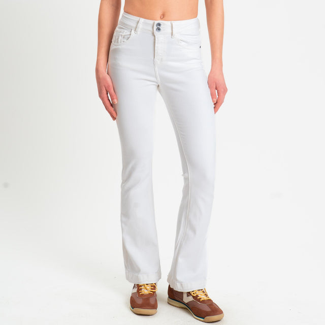 Zeroassoluto-Pantalone DOLLY bootcut denim super stretch stone washed - burro