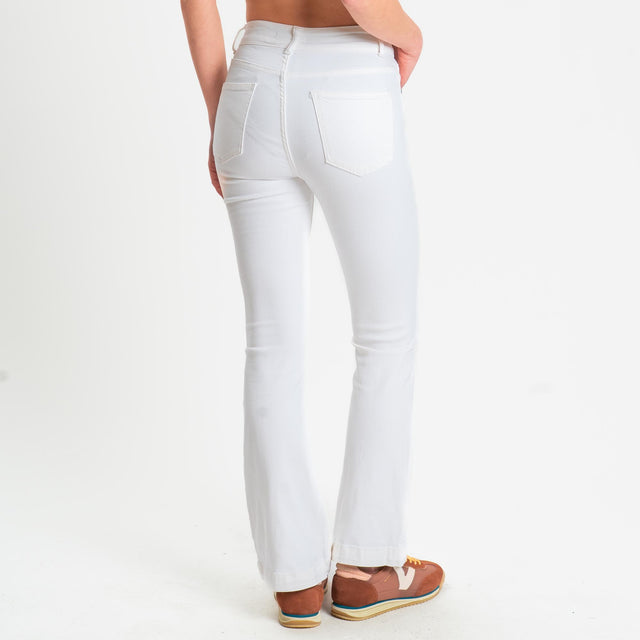 Zeroassoluto-Pantalone DOLLY bootcut denim super stretch stone washed - burro