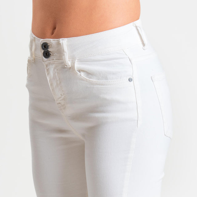 Zeroassoluto-Pantalone DOLLY bootcut denim super stretch stone washed - burro