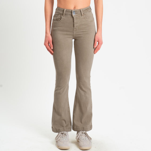 Zeroassoluto-Pantalone DOLLY bootcut denim super stretch stone washed - sand