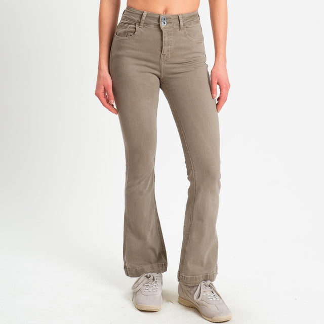 Zeroassoluto-Pantalone DOLLY bootcut denim super stretch stone washed - sand