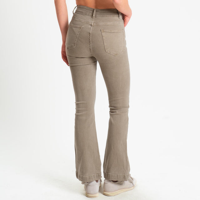 Zeroassoluto-Pantalone DOLLY bootcut denim super stretch stone washed - sand