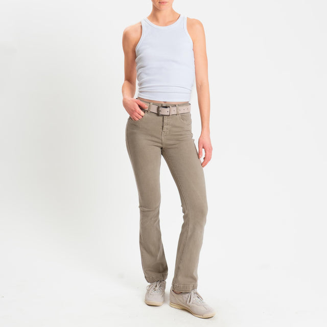 Zeroassoluto-Pantalone DOLLY bootcut denim super stretch stone washed - sand