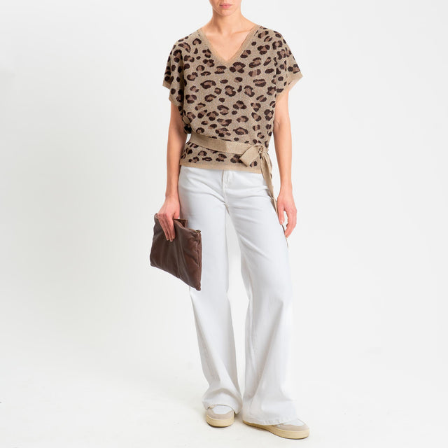 Zeroassoluto-Pantalonre DUSTY wide leg super stretch - burro