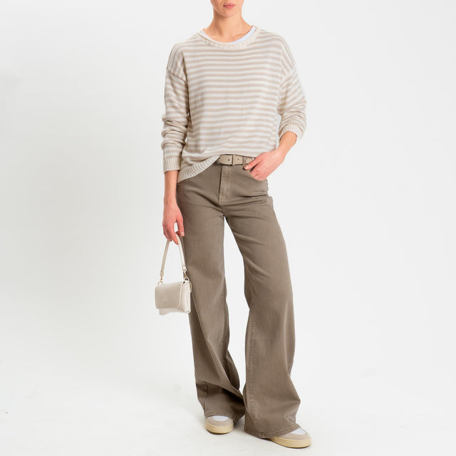 Zeroassoluto-Pantalonre DUSTY wide leg super stretch - sand