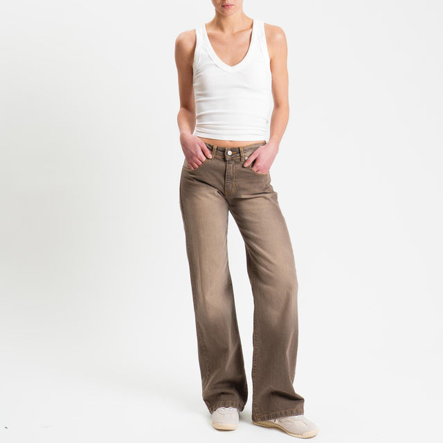 Zeroassoluto-Jeans ENEA straight fit stone washed - moka