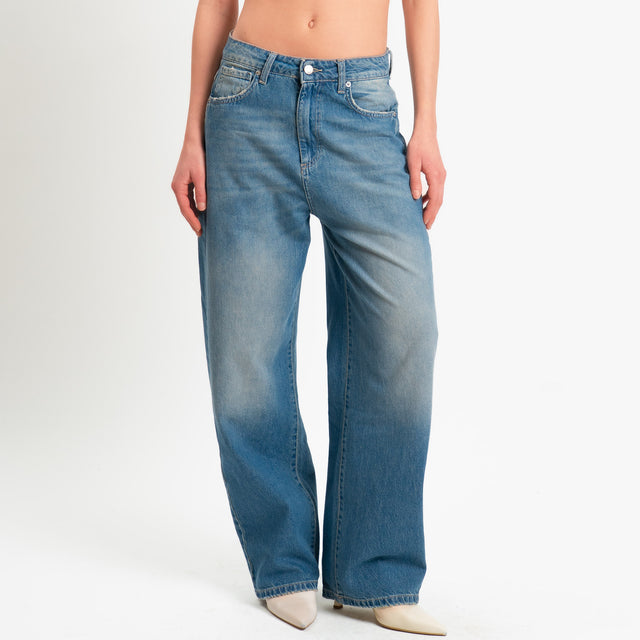 Zeroassoluto-Jeans FEDRA wide leg fit tela leggera - denim blu