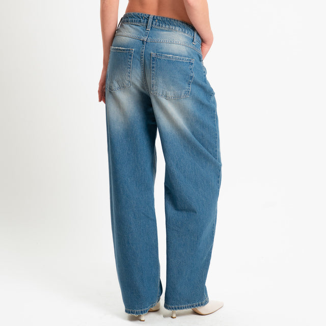 Zeroassoluto-Jeans FEDRA wide leg fit tela leggera - denim blu