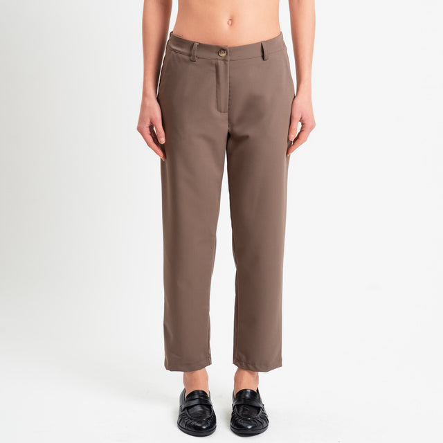 Zeroassoluto-Pantalone GALA straight in poliviscosa comfort - nocciola